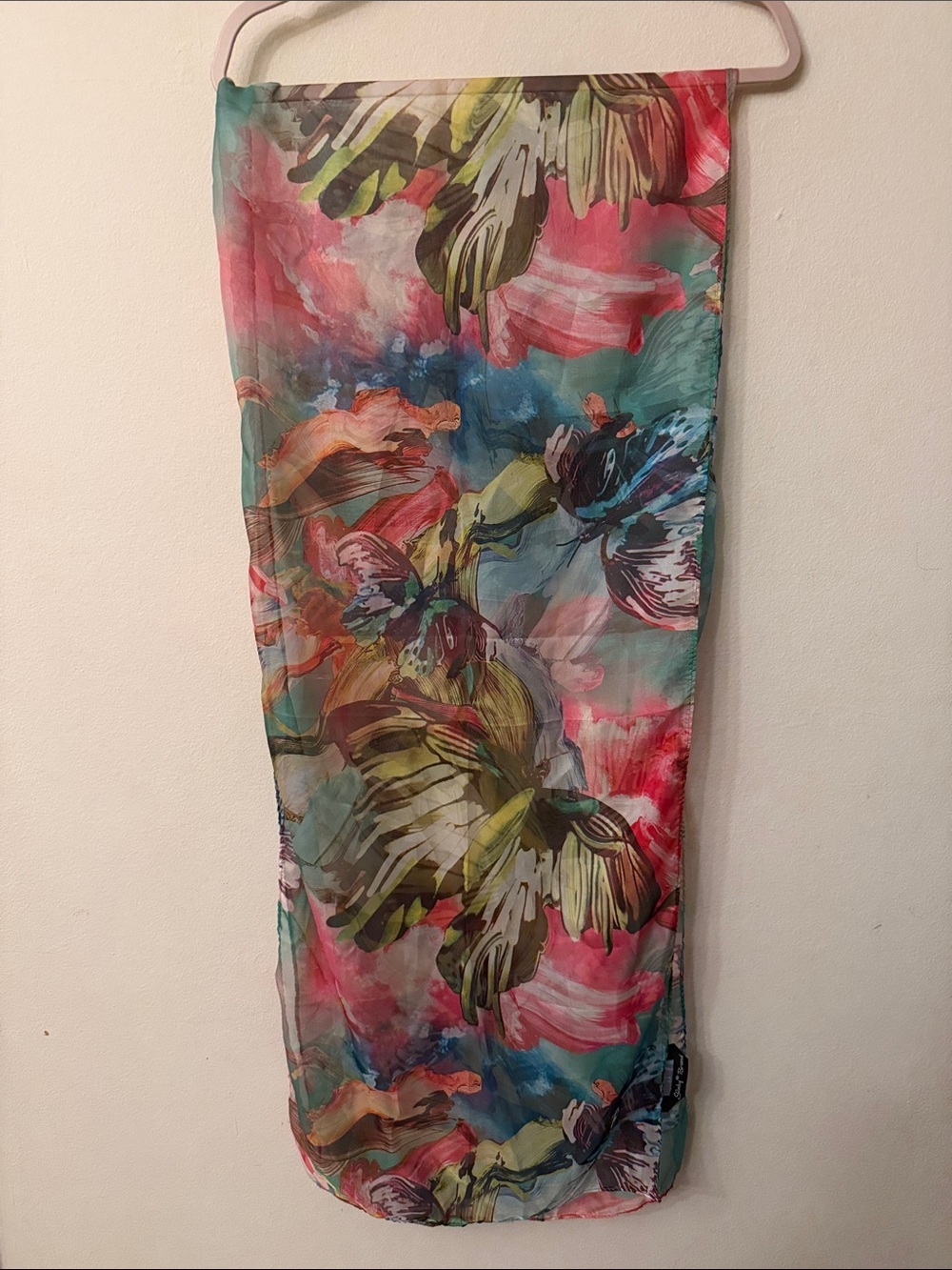 Slinky Brand Sheer Floral Wrap in Teal, Pink, Green and Coral